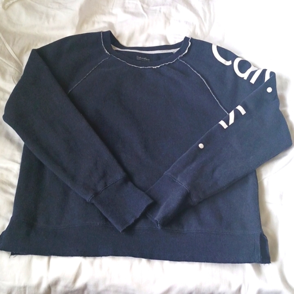 𝅺calvin Klein Performance Cropped Sweatshirt, Blue, Size L